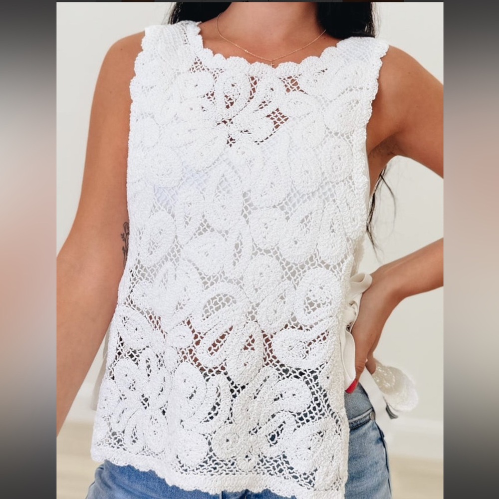 So Me Lace Tank with Side Ties - M/L